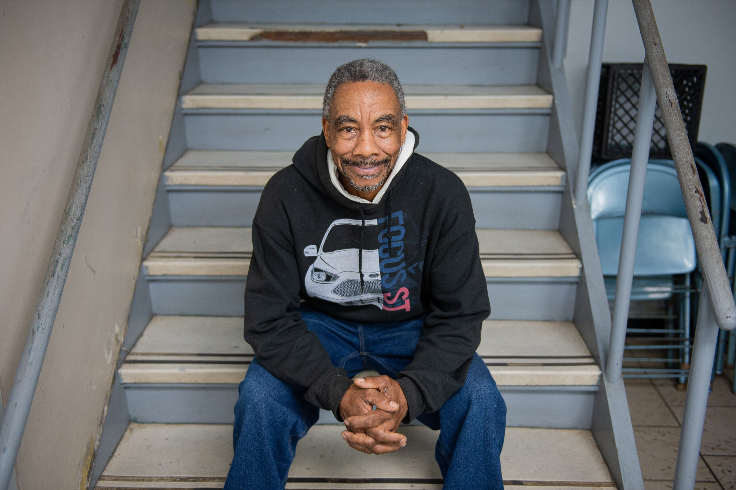 man sitting on steps