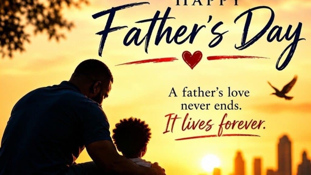 Happy Father's Day. A father's love never ends. It lasts forever.
